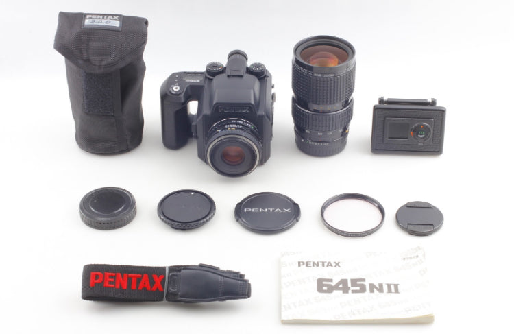 4 obiettivi [Top MINT / ALL BOX] Pentax 645NII FA 75mm + 120 pellicola posterior