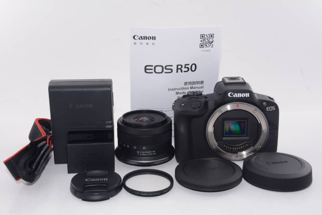 N.COME NUOVO/Meno di 2000 scatti] Canon R50 Nero + RF-S 18-45mm dal GIAPPONE #j9761