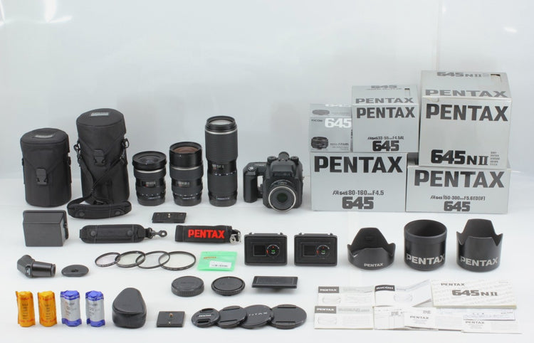 4 obiettivi [Top MINT / ALL BOX] Pentax 645NII FA 75mm + 120 pellicola posterior